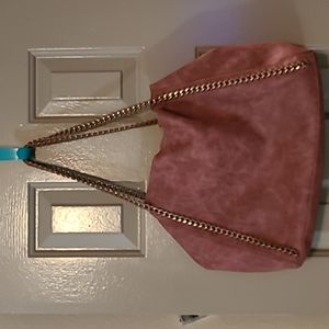 Feux Suede/leather purple bag with clutch bag
